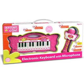 Bontempi Mini Butterfly Tastatur mit Karaoke Mikrofon - Pink