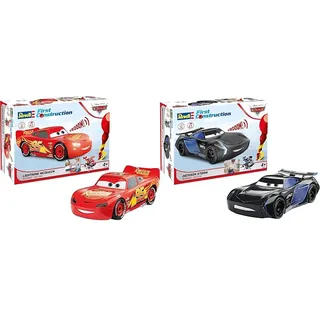 Revell Lightning McQueen Disney Cars Auto mit Licht&Sound, First Construction & Jackson Storm Disney Cars Auto mit Licht & Sound, First Construction, Bausatz für Kinder ab 4, Schwarz