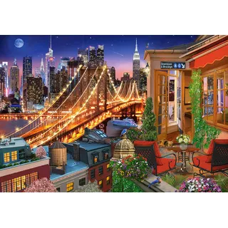 Castorland C-104598-2 Brooklyn Bridge Lights-1000 Pieces Puzzle, Bunt