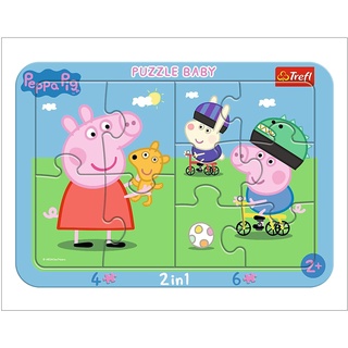 Trefl, Puzzle, Rahmenpuzzle mit Unterlage, 10 Teile, Peppa Pig, für Kinder ab 2 Jahren
