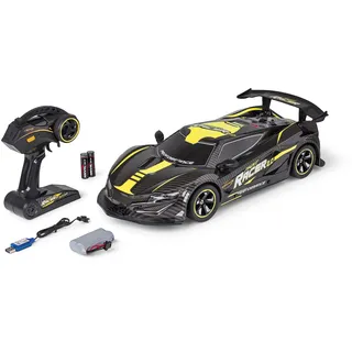 Carson 500404249 1:10 Night Racer 2.0 2.4GHz 100% RTR gelb - Ferngesteuertes Auto, LED-Beleuchtung, inkl. Batterien und Fernsteuerung, Fahrzeit ca. 40 min