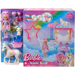 Mattel® Babypuppe Barbie Chelsea-Puppe und Baby-Pegasus Spielset mit Stall