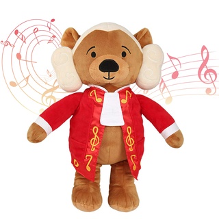 Wolfgang Amadeus Mozart Baby Musik Teddybär Plüschtier, 40 Min. Klassische Musik für Babys, 38 cm Großes Baby Kuscheltier mit Beruhigender Entspannungsmusik, Baby Geschenk Spielzeug Stofftier