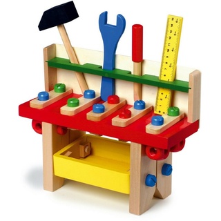 Small Foot Kinder-Werkzeug-Set Werkbank Profi Sägen Hämmern Schrauben Holzspielzeug Kinderwerkbank bunt
