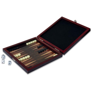 Noris 606108004 Reisespiel Backgammon - ab 8 Jahren – mit magnetischen Spielfiguren in einer Holz Box, 16 x 16 cm