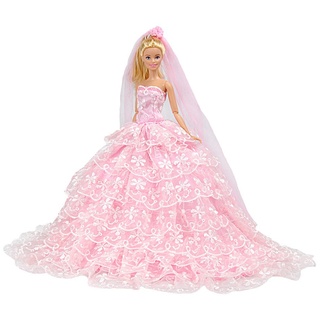 E-TING Prinzessin Puppe Kleid Kleidung Abend Party-Outfit + Schleier Set für Barbie Puppe beste Geschenk für Ihre Mädchen