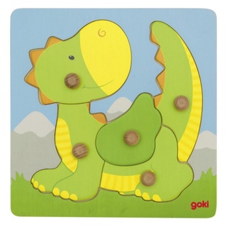 goki Steckpuzzle Steckpuzzle Drache 5tlg. aus Holz für Kinder 57553, 5 Puzzleteile bunt