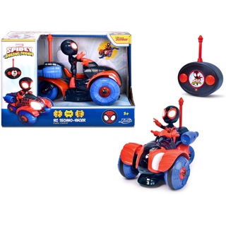 Jada Toys Miles Morales RC Techno-Racer (17 cm) - ferngesteuertes Fahrzeug mit Spin zu Marvel Spidey und Seine Super-Freunde, Spielzeug-Auto mit Fernbedienung für Kinder ab 3 Jahre, max. 6.5 km/h
