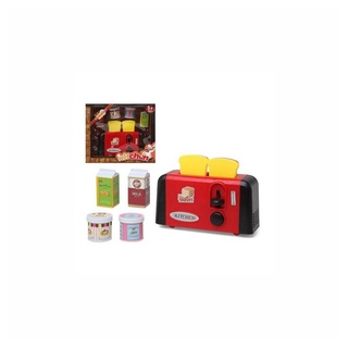 Bigbuy Kinder-Haushaltsset Kinderküche Kinderspielzeug Toaster mit Zubehör Haushaltsgerät Kunstst rot