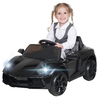 Actionbikes Motors Kinder Elektroauto Super Sport | 2,4 Ghz Fernbedienung - 1 Person Kunstledersitz - MP3 - USB - SD - 2 x 25 Watt Motor (Total 50 Watt) - Soft Start (Schwarz)