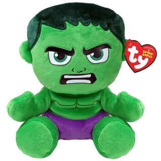 TY Hulk Marvel Avengers Beanie Babies Regular, Lizenziertes Beanie Baby Weichplüsch Spielzeug, Sammlerstück Kuscheliger Plüschteddy