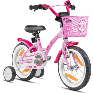 PROMETHEUS BICYCLES® HAWK Kinderfahrrad 14 , Rosa-Weiß mit Stützrädern