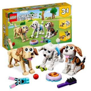 LEGO 31137 Creator 3in1 Niedliche Hunde Set mit Dackel-, Mops-, Pudel-Tierfiguren und mehr, Spielzeug für Kinder ab 7 Jahren, Geschenk für Hundel...