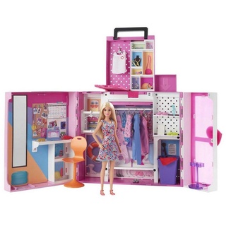 Mattel® Puppen Accessoires-Set Mattel HGX57 - Barbie - Kleiderschrank mit Puppe, Kleidung und Accesso bunt