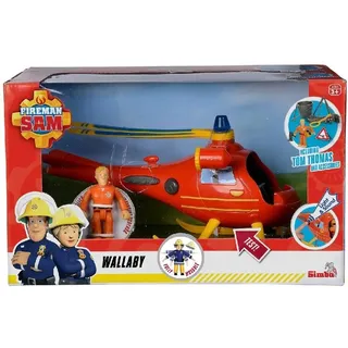 Simba - Feuerwehrmann Sam – Hubschrauber Wallaby 1 – Sound- und Lichtfunktionen – 1 Figur + Zubehör im Lieferumfang enthalten – Batterien enthalten – ab 3 Jahren – 109251002038