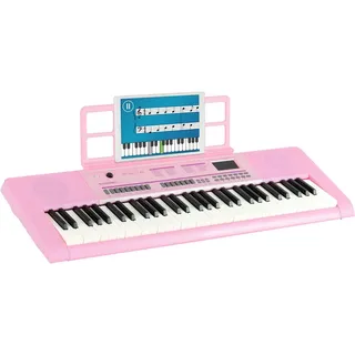McGrey Home Keyboard 6170 Akku-Keyboard - 61 Tasten-Keyboard mit integriertem Akku, (mit Begleitautomatik und Lernfunktion, Inkl. Mikrofon und Notenhalter), Eingebauter MP3-Player via USB-Stick rosa