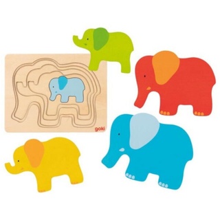Gollnest & Kiesel Puzzle Schichtenpuzzle Elefant 5tlg. Holzspielzeug Holzpuzzle 57450, Puzzleteile