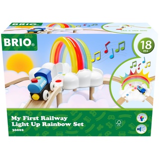 BRIO 36002 Mein erstes Bahn Regenbogen Set - Aufregendes Eisenbahn-Spiel mit kindgerechten Licht- und Soundeffekten - Passend zu Allen Produkten World und empfohlen für Kinder ab 18 Monaten