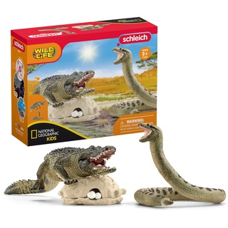 schleich WILD LIFE 42559 Gefahr im Sumpf Alligator und Schlange - 5-Teiliges Realistisches Tiere Set Spielzeug mit Nest und Eiern, Pädagogisches Tiere Figuren Set für Kinder ab 3 Jahren