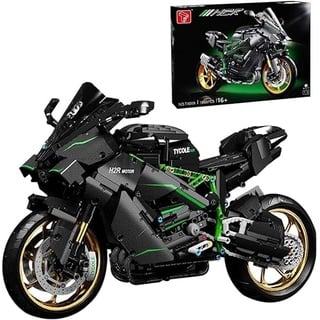 Technic Motorrad Bausteine für Kawasaki H2R, 2369 Teile 1:5 Technik Supermotorrad Modell Bauset für Kinder ab 6 Jahre, Kompatibel mit Lego Technic