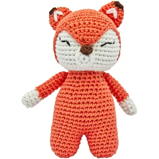 miniHeld Handgestrickter Fuchs gehäkelt aus Baumwolle Spielzeug 15 cm