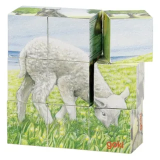 goki Würfelpuzzle Würfelpuzzle Tiere 9 tlg. 57607 Holzpuzzle, 9 Puzzleteile, Anzahl der Motive: 6 bunt