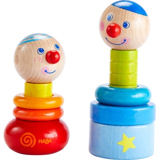 HABA 303854 - Steckspiel Farbzwerge , Holzspielzeug aus 10 bunten Steckteilen mit zwei lustigen Köpfen zum Zusammenbauen , Spielzeug ab 18 Monaten