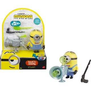 Minions GMF04 - ,,Minions: Auf der Suche nach dem Mini-Boss" Loud N’ Rowdy Stuart, sprechende Actionfigur, Filmfigur-Spielzeug für Kinder ab 4 Jahren