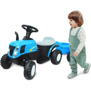 Jamara Kids Ride-on Traktor New Holland mit Anhänger blau 6V (6 V)