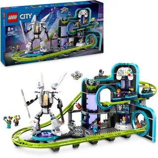 LEGO City Achterbahn mit Roboter-Mech, Spielzeug-Vergnügungspark, Spielset für Jungen und Mädchen ab 8 Jahren, Geschenk für kreative Kinder 60421