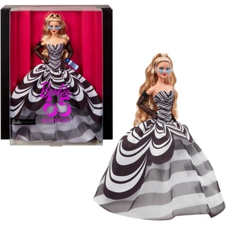 Barbie Anziehpuppe Barbie Signature, Sammlerpuppe zum 65. Jubiläum mit blonden Haaren, und schwarz-weißer Robe bunt