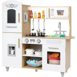 TLGREEN Spielküche Küchenset XXL, Puppenküche Holz,mit Licht und Sound, 79x82x30 cm beige 30 cm x 82 cm x 79 cm