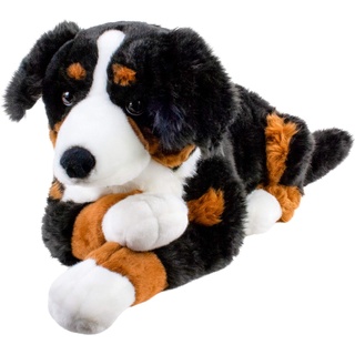 Teddys Rothenburg Kuscheltier Berner Sennenhund groß liegend schwarz braun weiß 90 cm großer Plüschhund by Uni-Toys