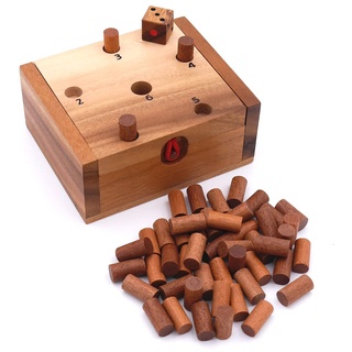 Endlich die 6 - EIN lustiges Würfelspiel aus Holz, einfache Regeln, für Kinder und Erwachsene, Modell:Premium