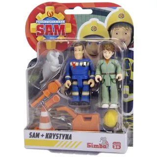 Feuerwehrmann Sam Figuren Doppelpack V, 4-sort., mit neuen Uniformen, jeweils mit 2 Figuren, 1 Tier und Zubehör, beweglich, 7,5cm, ab 3 Jahren