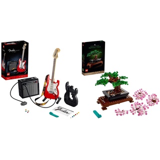 LEGO 21329 Ideas Fender Stratocaster, DIY-Gitarren-Kit & 10281 Bonsai Baum, Kunstpflanzen-Set zum Basteln für Erwachsene, Geschenk zum Valentinstag, Botanik-Kollektion, Home Deko, Zimmerdeko