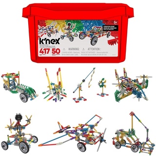 K'NEX 16511 Fantasie-Kreationsbereich 50 Modelle Baukasten, 417-teiliges pädagogisches Lernset mit Aufbewahrungsbox, Technik für Kinder, Konstruktionsspielzeug ab 5 Jahren