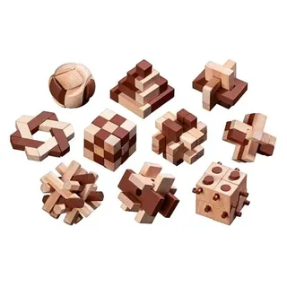 Philos 6922 - Holzpuzzle-Sortiment, mit 10 unterschiedlichen Knobelspielen