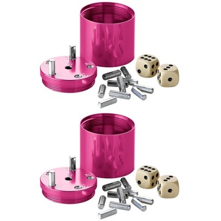 BestSaller Spiel, Würfelspiel »SUPER SIX Würfelspiel Aluminum (2 Stück) Aluminium pink«, 36 Spielstäbchen & 2 Würfel rosa