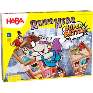 Haba 302808 - Rhino Hero - Super Battle, spannendes 3D-Stapelspiel für Kinder ab 5 Jahren, Geschicklichkeitsspiel zum Bestseller Rhino Hero, empfohlen von der "Kinderspiel des Jahres"-Jury