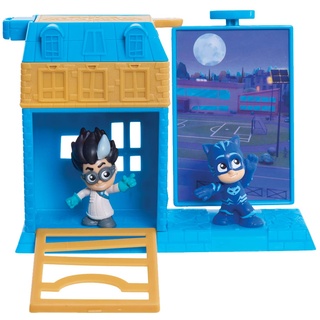 PJ Masks PJMA7210 Night Time Micros Trap & Escape Playset-Catboy & Romeo, Multi Colour