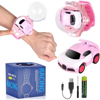 autolock RC-Auto Mini Fernbedienung Auto Uhr Spielzeug Remote Control Car Watch Toys, 2,4 GHz Armbanduhr Spielzeug USB Elektrisches Spielzeugauto für Jungen rosa