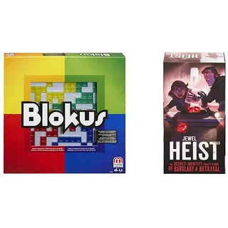 Mattel Games- Blokus Strategiespiel und Gesellschaftsspiel, für 2-4 Spieler, Spieldauer ca, Brettspiele ab 7 Jahren + GKF58 - Jewel Heist Strategiespiel, Krimi-Rollenspiel ab 13 Jahren