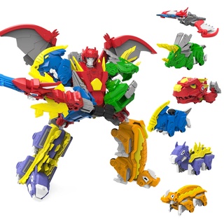 GAGINAN Dinosaurier Kombinierte Roboter Kinder Spielzeug, 26cm 6-in-1 Transformation Roboter Figuren, Demontage Spielzeug für Jungen und Mädchen Alter 6+ (10IN 6in1)