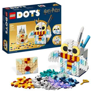 LEGO 41809 DOTS Hedwig Stiftehalter, Harry Potter Eule, Bleistifthalter und Notizhalter als Schreibtisch-Accessoires, Spielzeug-Bastelset für Kinder, Mädchen und Jungen, Schulbedarf