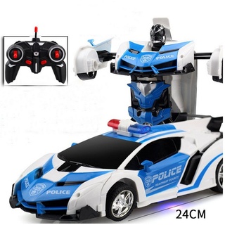 XDeer Spielzeug-Auto 1:18 Ein-Tasten-Deformations-Fernbedienung RC-Auto, Deformations-Auto-Roboter-Modellauto-Fernbedienungsspielzeug blau
