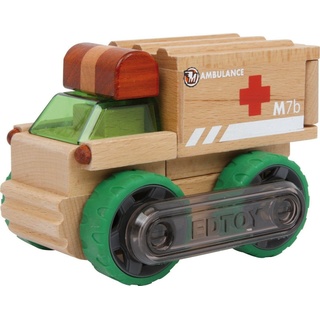 Small Foot Steckspielzeug Fahrzeug Krankenwagen Bausatz Holzauto bunt