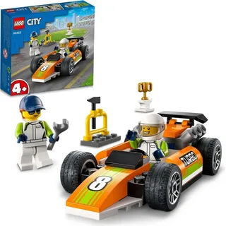 LEGO 60322 City Rennauto, Formel 1 Auto für Kinder mit Mechaniker- und Minifiguren - Beige