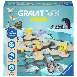 Ravensburger GraviTrax Junior Starter-Set L Ice - Erweiterbare Kugelbahn für Kinder Murmelbahn überwiegend aus nachwachsenden Rohstoffen mit Themenwel