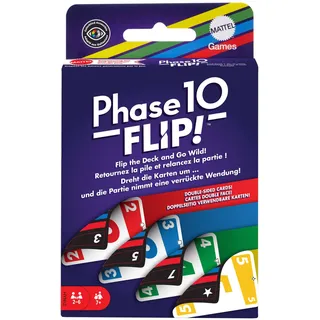 Mattel Spiele Phase 10 Flip Kartenspiel, Kartenspiel für die ganze Familie mit beidseitig bedruckten Karten, mit speziellen Farbphasen für 2 bis 6 Spieler, HYN12